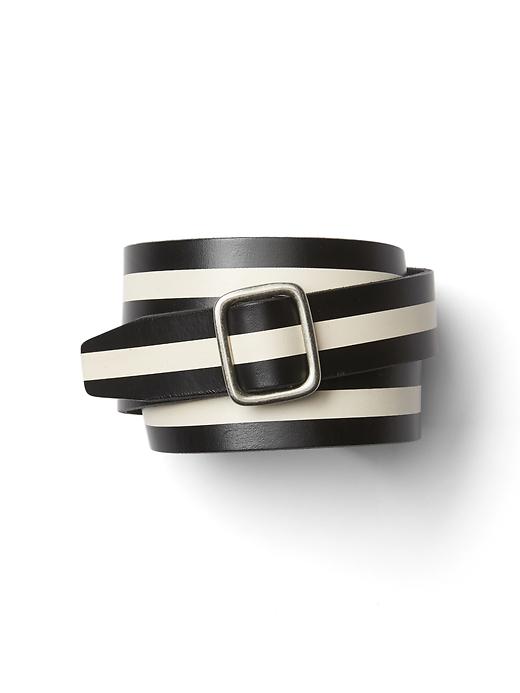 View large product image 1 of 1. Stripe leather belt