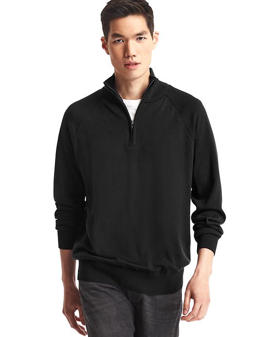 View large product image 1 of 1. Merino half-zip sweater