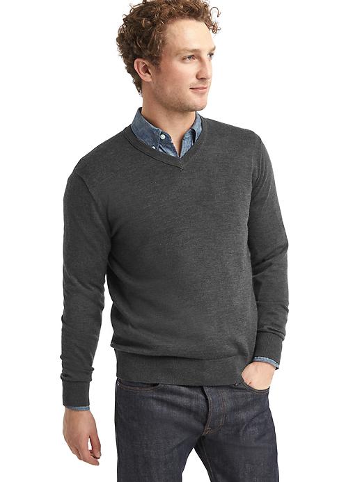 View large product image 1 of 1. Merino wool slim fit sweater