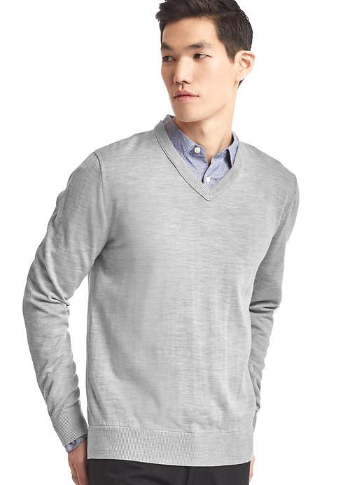 Image number 5 showing, Merino wool V-neck sweater