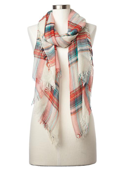View large product image 1 of 1. Sheer plaid scarf