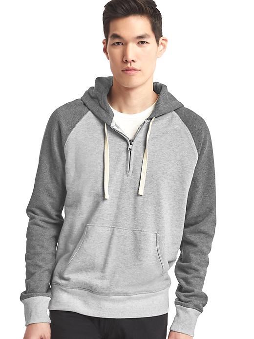 View large product image 1 of 1. Colorblock half-zip pullover hoodie