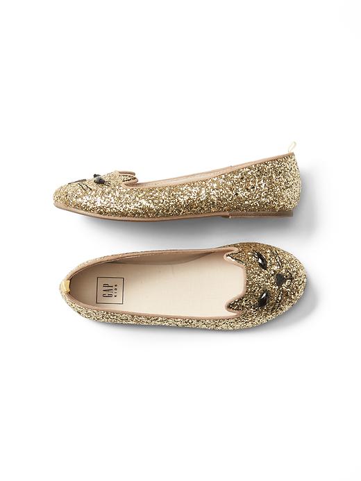 View large product image 1 of 1. Glitter cat ballet flats