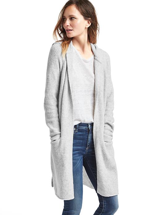 Image number 1 showing, Long hooded cardigan