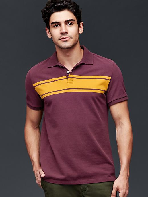 Image number 1 showing, Chest-stripe pique polo