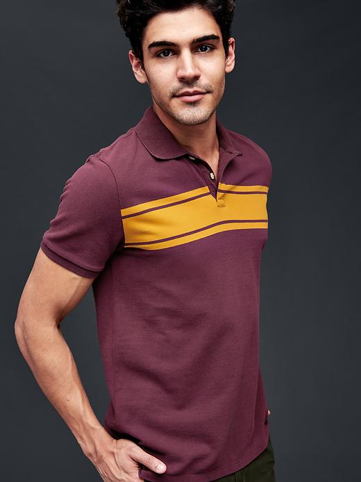 Image number 5 showing, Chest-stripe pique polo