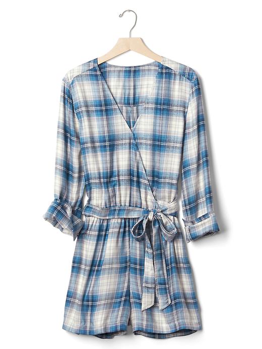 Image number 6 showing, Long sleeve plaid romper