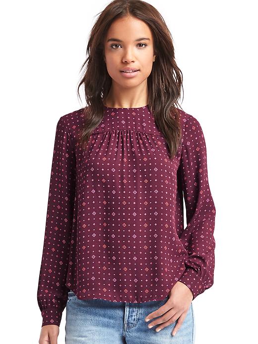 Image number 1 showing, Print long sleeve blouse