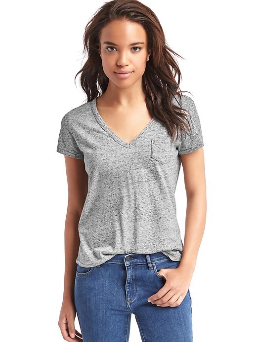 View large product image 1 of 1. Vintage wash sueded V-neck tee