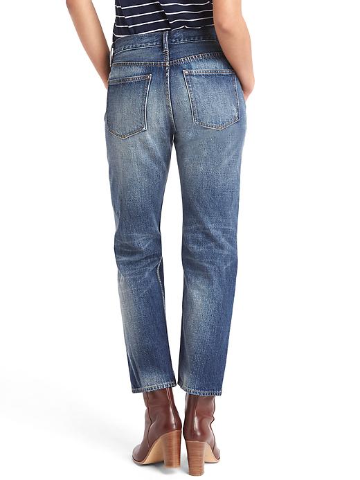 Image number 2 showing, Mid rise destructed vintage straight jeans