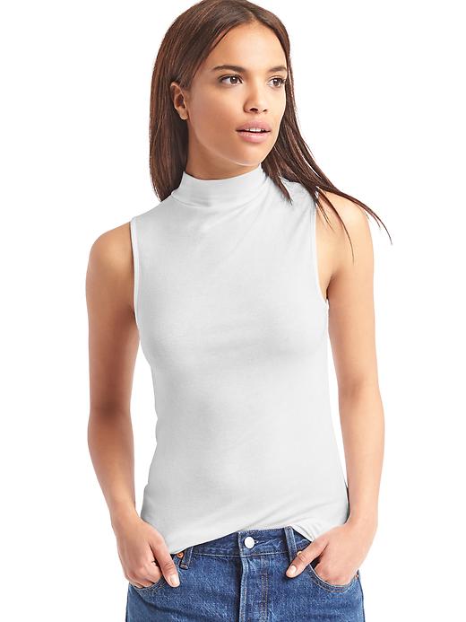 View large product image 1 of 1. Ribbed mockneck tank