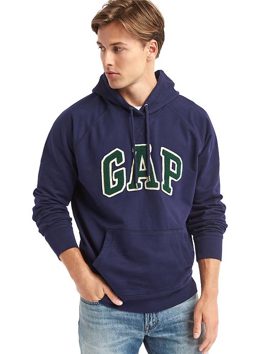 View large product image 1 of 1. Textured logo pullover hoodie