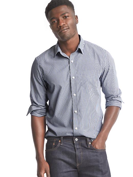 Image number 1 showing, Wrinkle-resistant stripe standard fit shirt