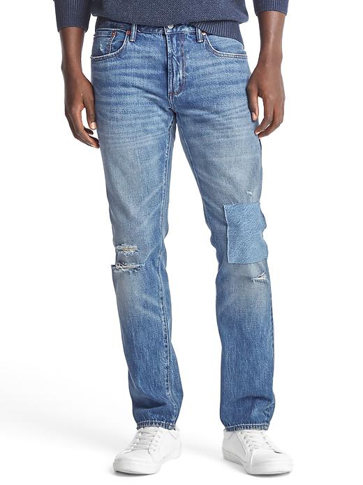 Image number 1 showing, ORIGINAL 1969 destructed vintage slim fit jeans
