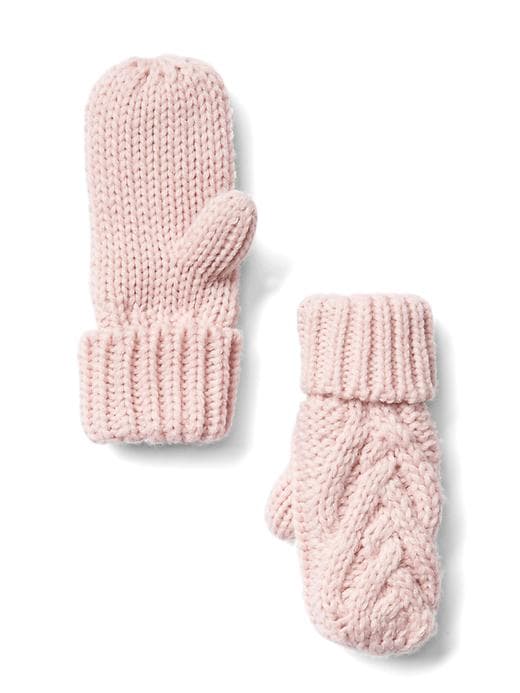 View large product image 1 of 1. Cable knit mittens