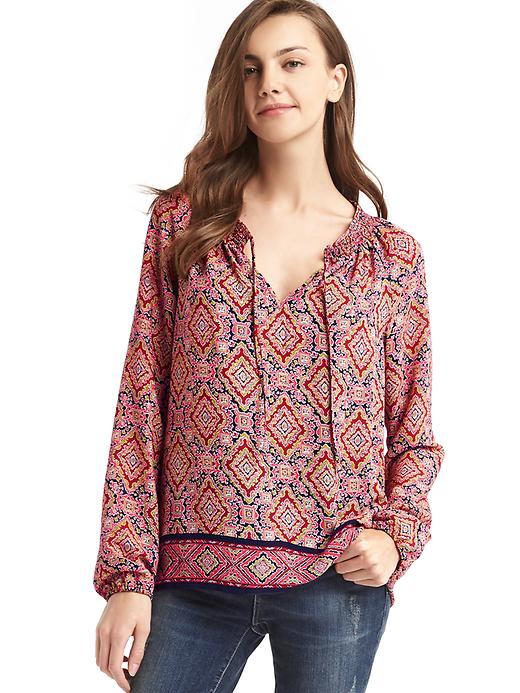 Image number 1 showing, Tile print smock blouse