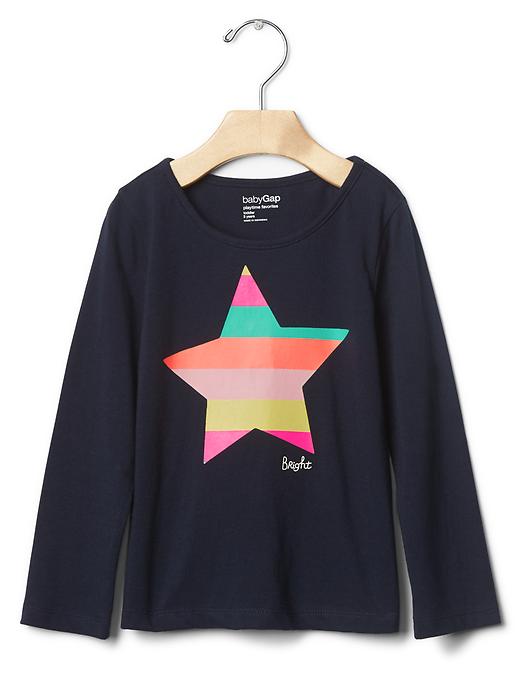 View large product image 1 of 1. Glitter graphic long sleeve tee
