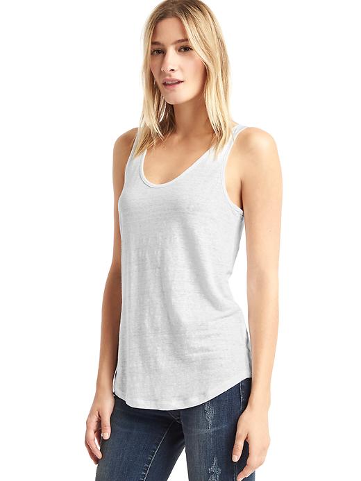 View large product image 1 of 1. Linen scoop tank