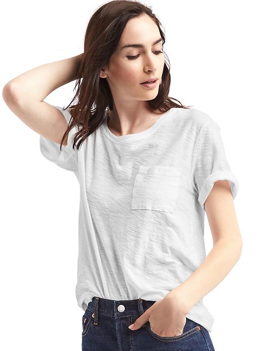 View large product image 1 of 1. Relaxed slub pocket tee
