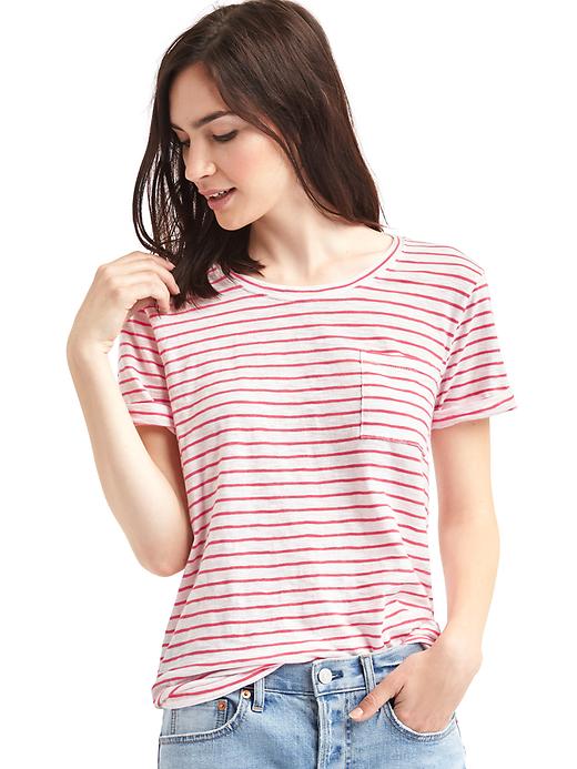 View large product image 1 of 1. Relaxed slub stripe tee