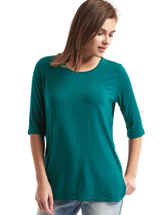 View large product image 1 of 1. Maternity elbow sleeve nursing tee