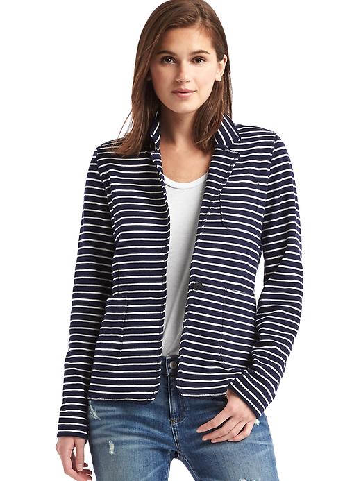 Image number 1 showing, French terry stripe blazer