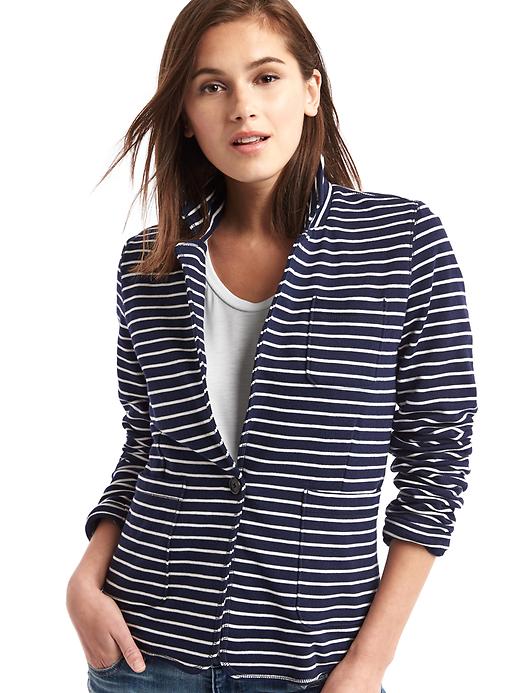 Image number 4 showing, French terry stripe blazer