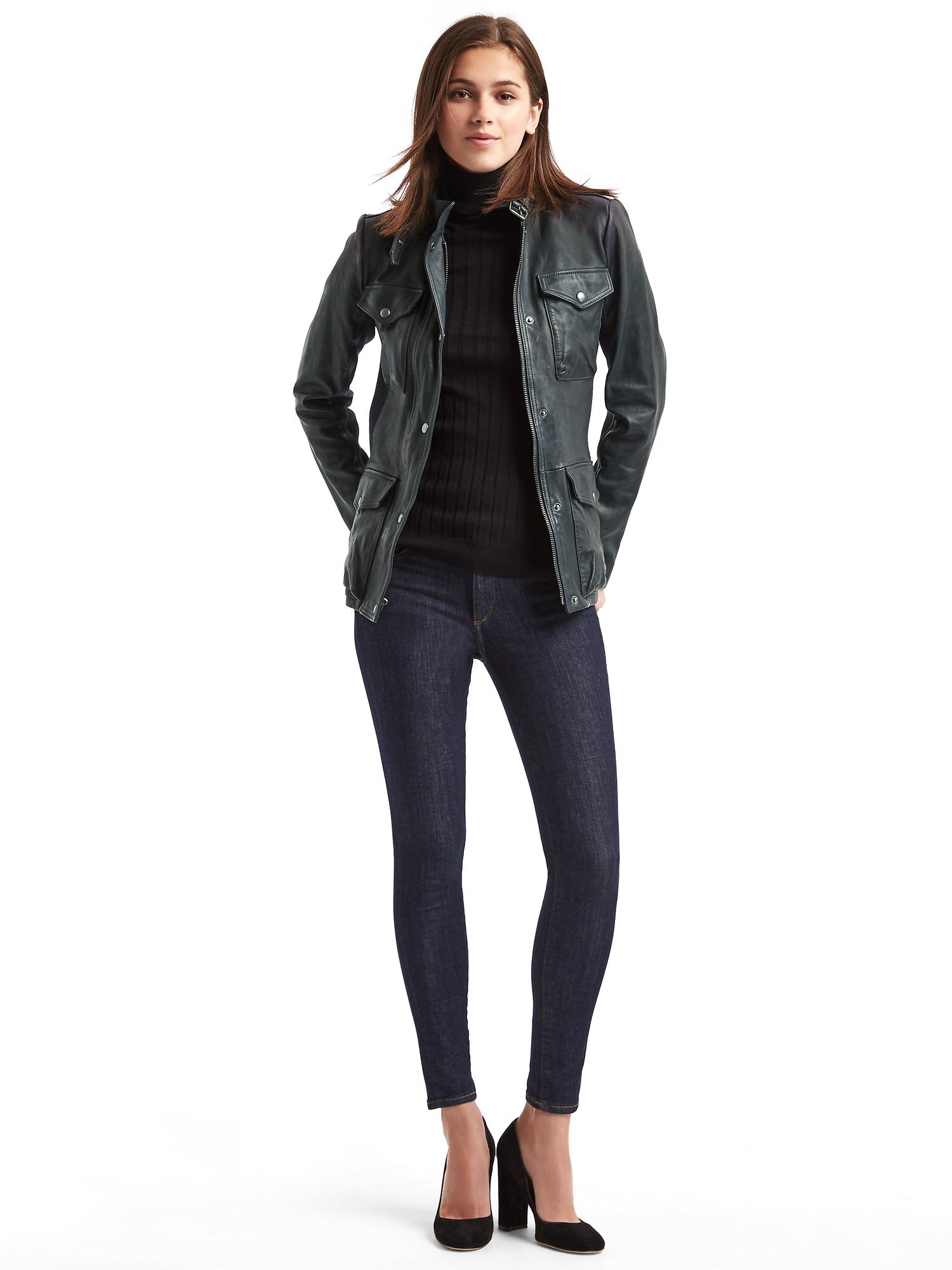 Leather Utility Moto Jacket Gap Leather Utility Moto Jacket
