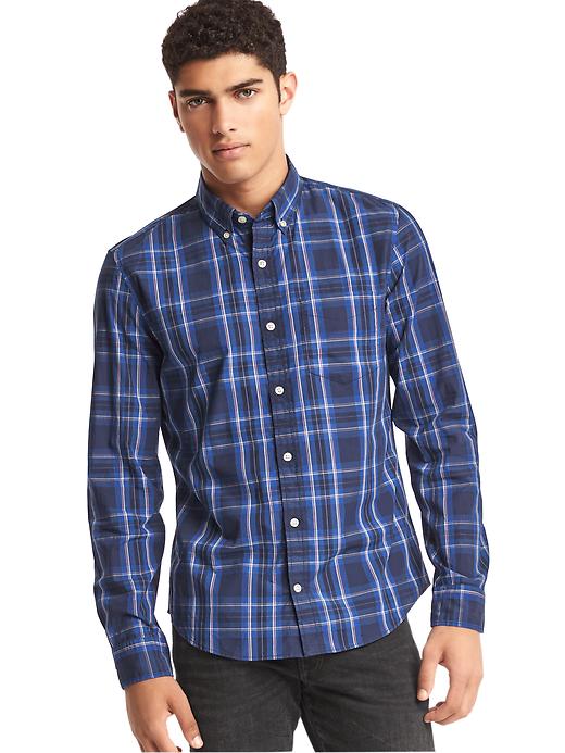 View large product image 1 of 1. True wash large plaid slim fit shirt