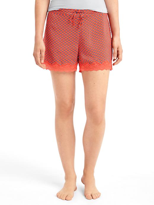 Image number 4 showing, Lace-trim print sleep shorts