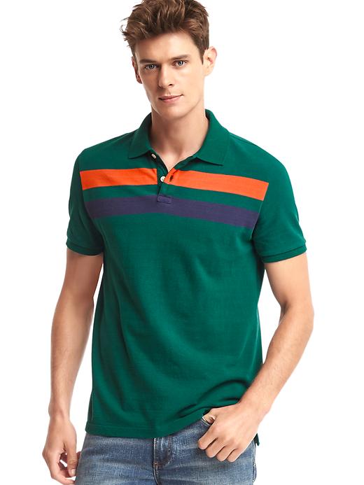 Image number 1 showing, Double stripe pique polo