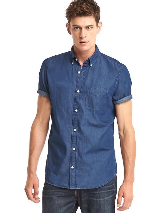 Image number 8 showing, Indigo twill short sleeve standard fit shirt