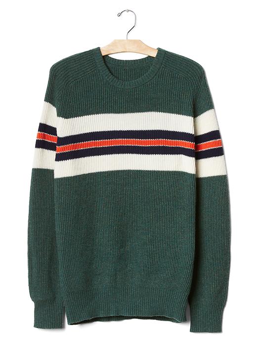 Image number 6 showing, Ribbed chest-stripe crewneck sweater