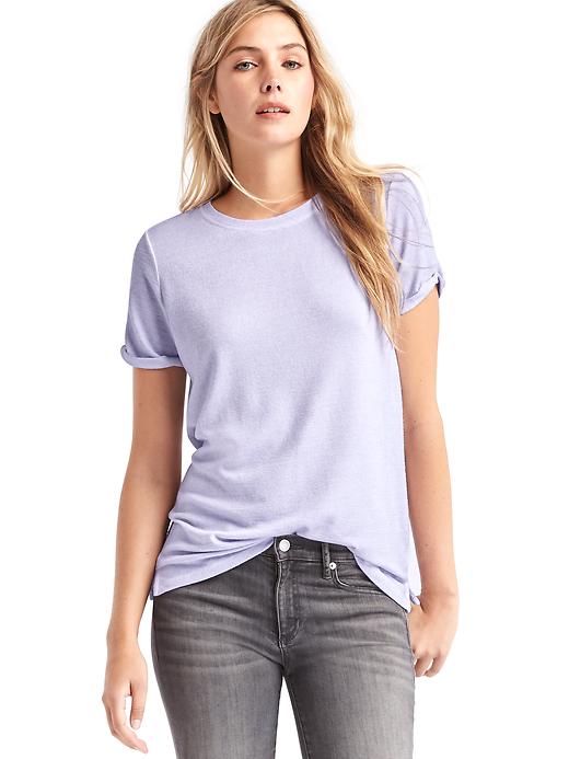 Image number 1 showing, Softspun knit roll-sleeve tee