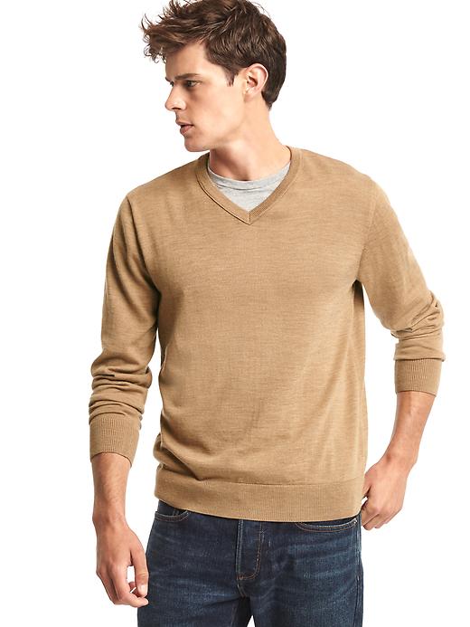 Image number 1 showing, Merino wool V-neck sweater