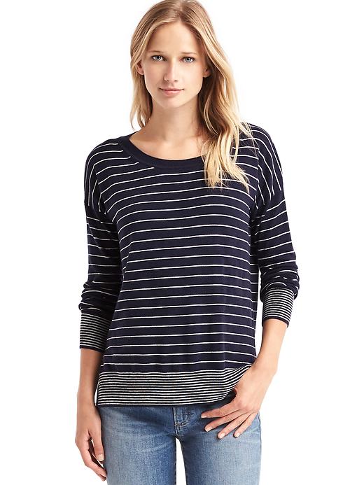 Image number 1 showing, Drop sleeve stripe pullover sweater
