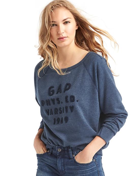 Image number 3 showing, Relaxed varsity appliqué pullover sweatshirt
