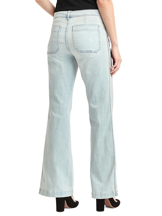 Image number 2 showing, Mid rise distressed flare jeans