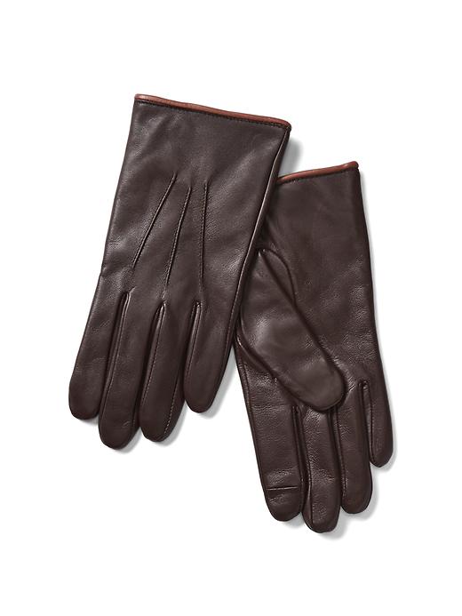 View large product image 1 of 1. Leather tech gloves