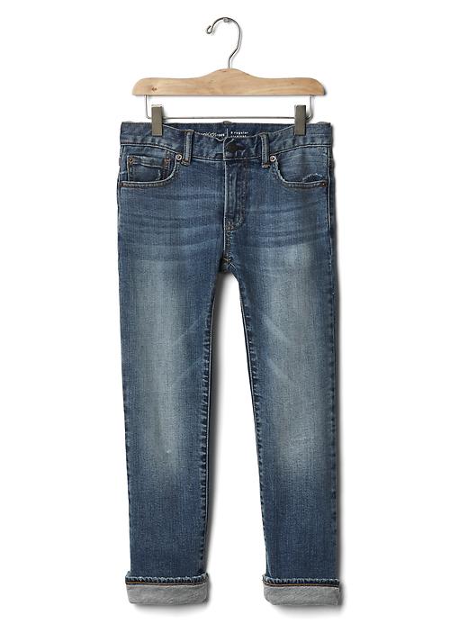 Image number 1 showing, Kids Jersey-Lined Straight Jeans with Fantastiflex