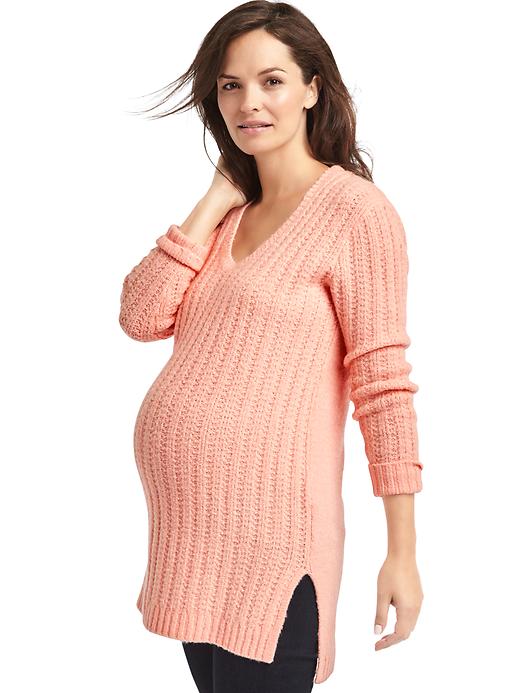 View large product image 1 of 1. Maternity cozy scoop sweater tunic