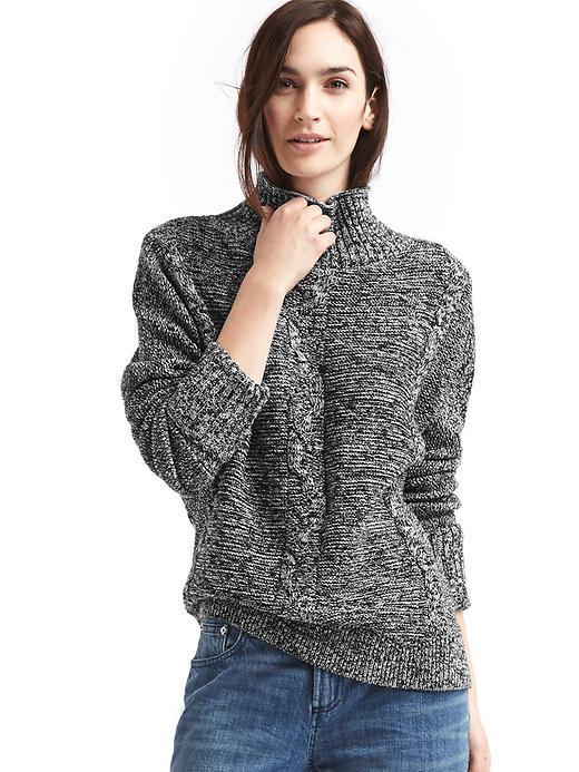 Image number 1 showing, Plait cable knit mockneck sweater
