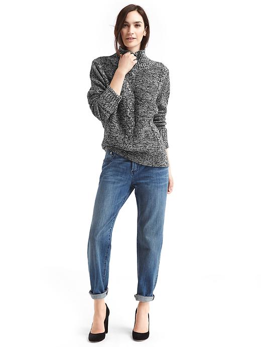 Image number 3 showing, Plait cable knit mockneck sweater