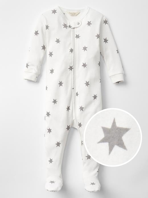 Image number 1 showing, Organic star footed sleep one-piece