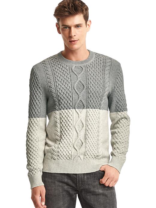 Image number 3 showing, Colorblock cable knit sweater