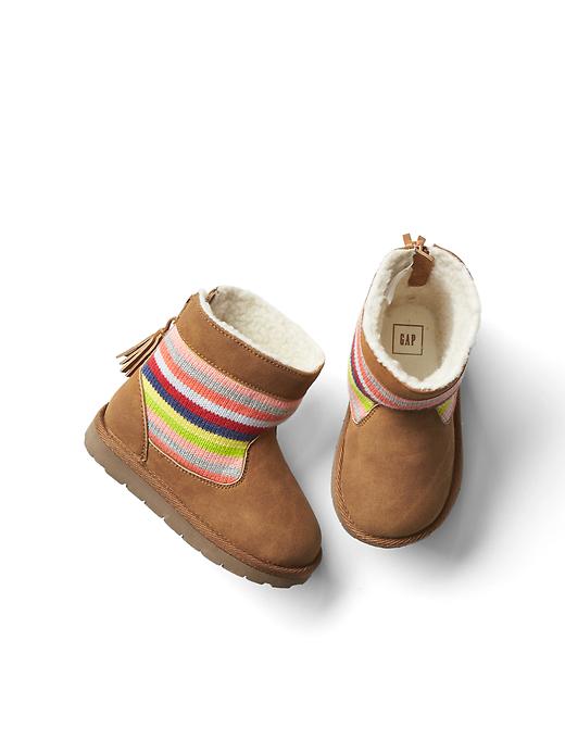 Image number 1 showing, Crazy stripe cozy booties