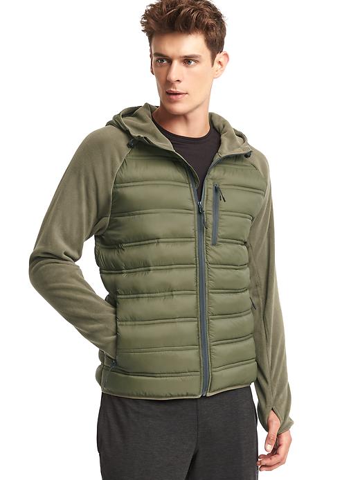 View large product image 1 of 1. PrimaLoft&#174 performance fleece hooded puffer jacket