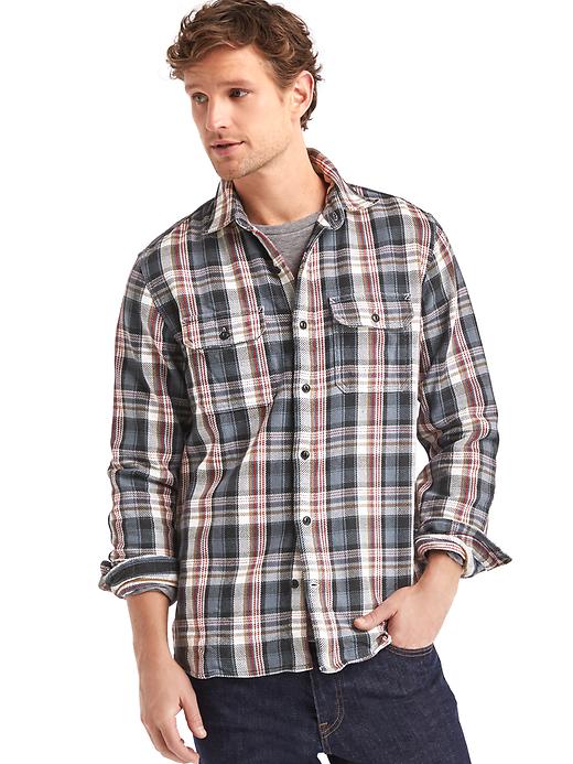 View large product image 1 of 1. Heavyweight flannel plaid shirt