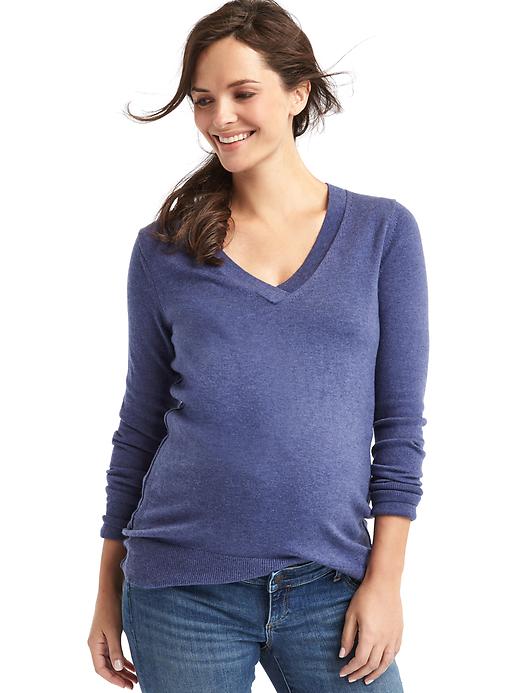 View large product image 1 of 1. Maternity True Soft V-Neck Pullover Sweater