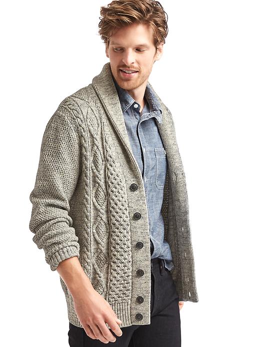Image number 1 showing, Cable knit button cardigan